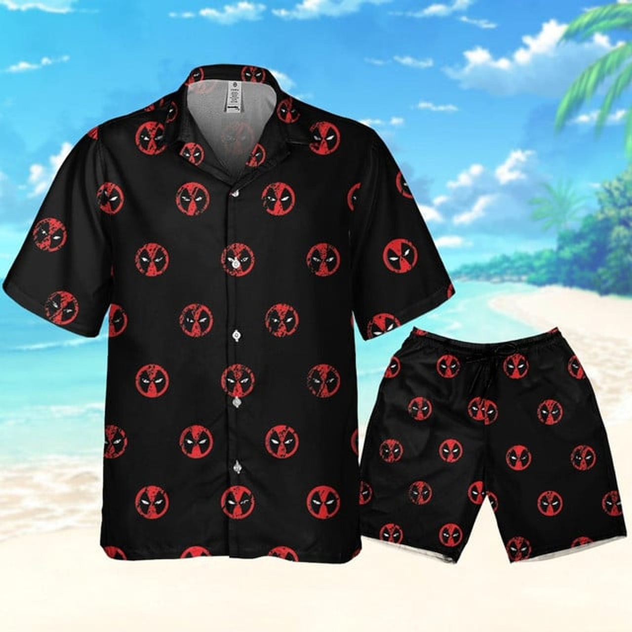 Deadpool Symbol Seamless Awesme, Deadpool Superhero Button Up, Hero Tropical Hawaii Shirt, Deadpool Summer Trip
