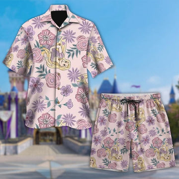 Rapunzel With Flower Hawaii Shirt, Rapunzel Button Up Shirt, Princess Hawaiian Shirt, Princess Shirt Gift, Rapunzel 3D All Over Print Shirt