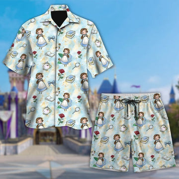 The Beauty Princess 3D All Over Printed Hawaiian Shirt, Beauty Character Button Up Shirt, Beauty And Monster Movie Summer Vacation Shirt