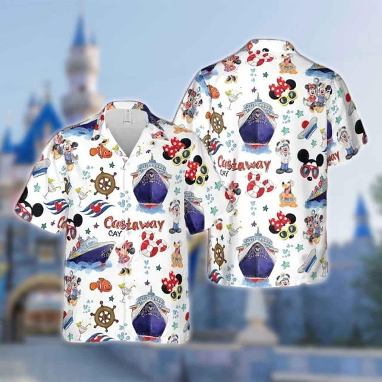 Mouse Diving 3D All Over Printed Hawaiian Shirt, Private Island Cruise Trip Aloha Shirt, Family Summer Trip Matching Summer Vacation Shirt