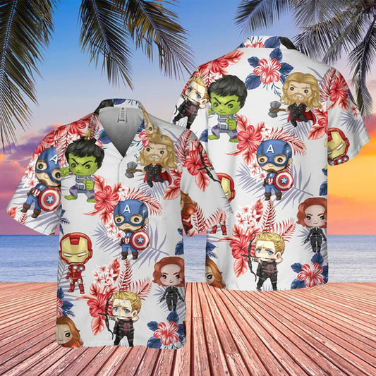 Marvel Avengers Hawaiian Shirt, Captain American 4Th Of July Shirt, Iron Man, Thor Hawaiian Tee, Summer Vacation Aloha Tee, Super Hero Beach
