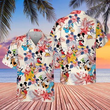 Mickey And Friends Hawaiian Shirt, Comfort Colors Wdw Hawaiian Shirt, 4Th Of July Shirt, Trip Vacation Shirt, Minnie Mouse Summer Hawaiian