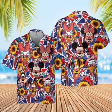 Mickey And Friends Hawaiian Shirt, 4Th Of July Shirt, Trip Vacation Shirt, Minnie Mouse Summer Hawaiian, Comfort Colors Wdw Hawaiian Shirt