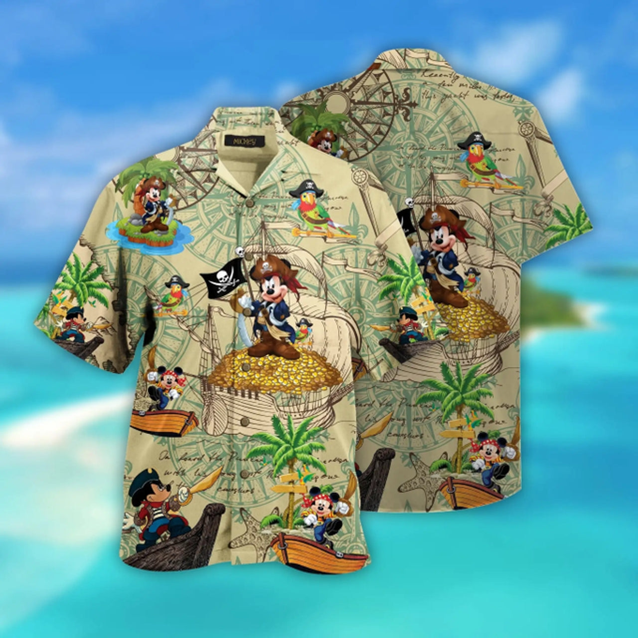 Disney Mickey Treasure Hunt Hawaiian Shirt Men’S Mickey Mouse Hawaiian Shirt Disney Aloha Shirt Fashion Short Sleeve Shirt