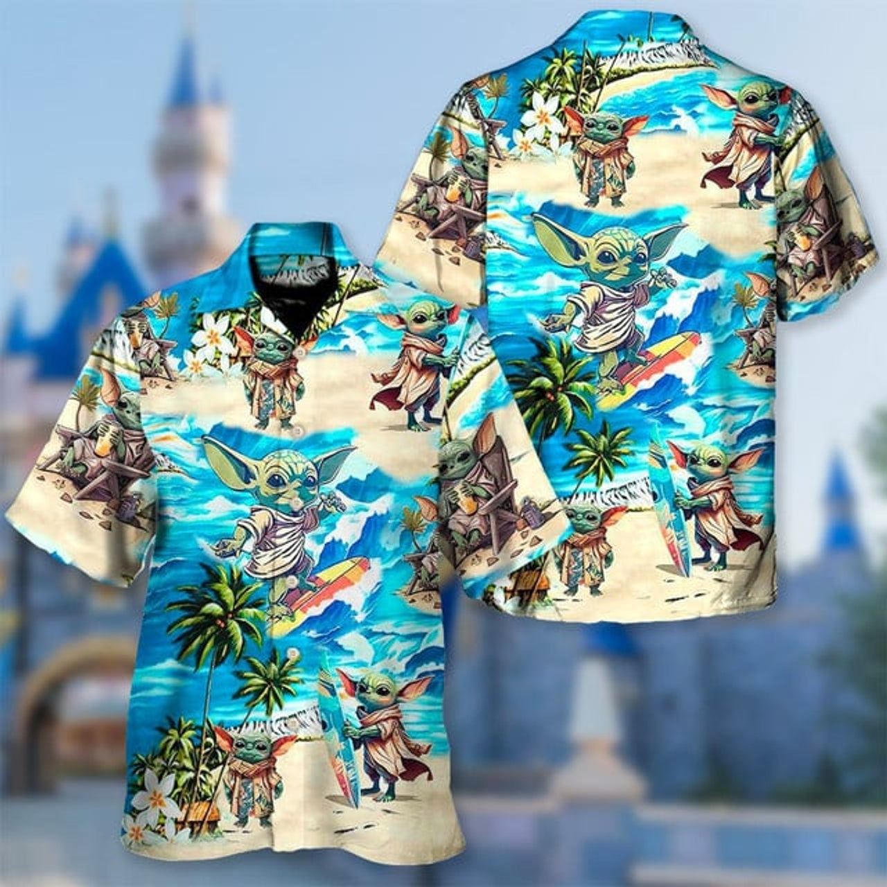 Baby Yoda Surfing Hawaii Beach Shirt, Star Wars Movie Button Up Shirt, Starwars Galaxy Hawaiian Shirt, Yoda Universe 3D All Over Print Shirt