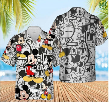 Mickey Mouse Disney Men’S Hawaiian Shirt 3D Animation Printed Short Sleeve Fashion Casual