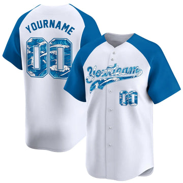 CUSTOM BLUE ALTERNATE-BLUE BEACH PARTTEN BASEBALL JERSEY - EMBROIDERED