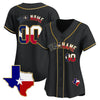 CUSTOM BLACK GOLD TEXAS FLAG BASEBALL JERSEY - EMBROIDERED