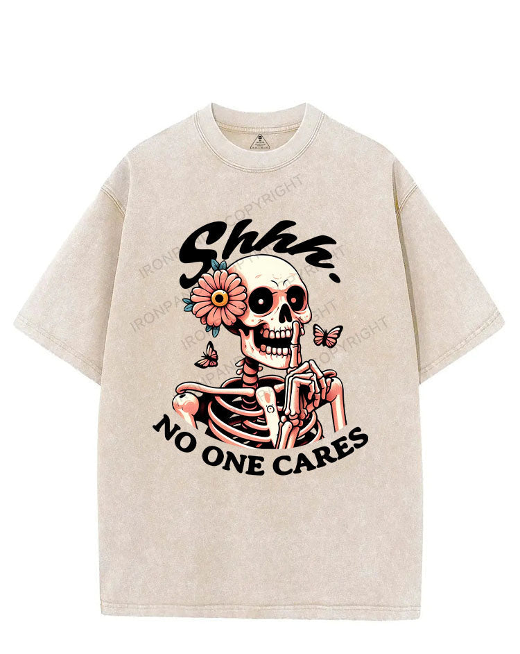 SHHH NO ONE CARES VINTAGE GYM SHIRT